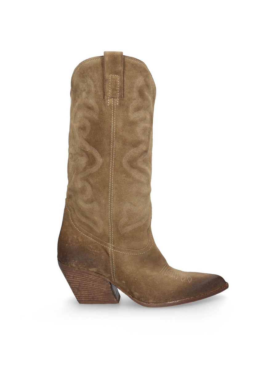 Suede Texan Boots 70mm heel E2000 - Elena Iachi Shop - – Elena