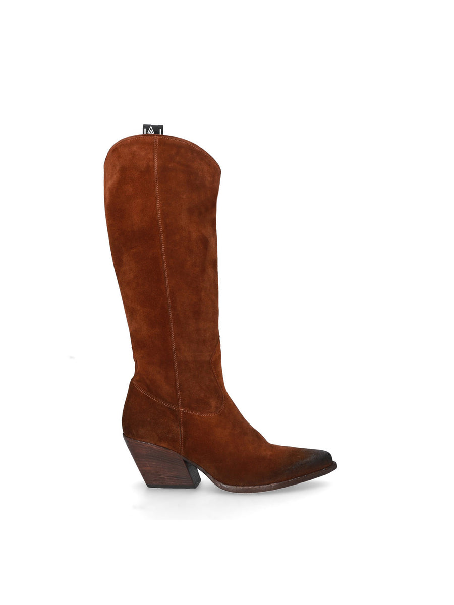 Suede Texan Boots 70mm heel E3416 Suede Cotton Elena Iachi Shop