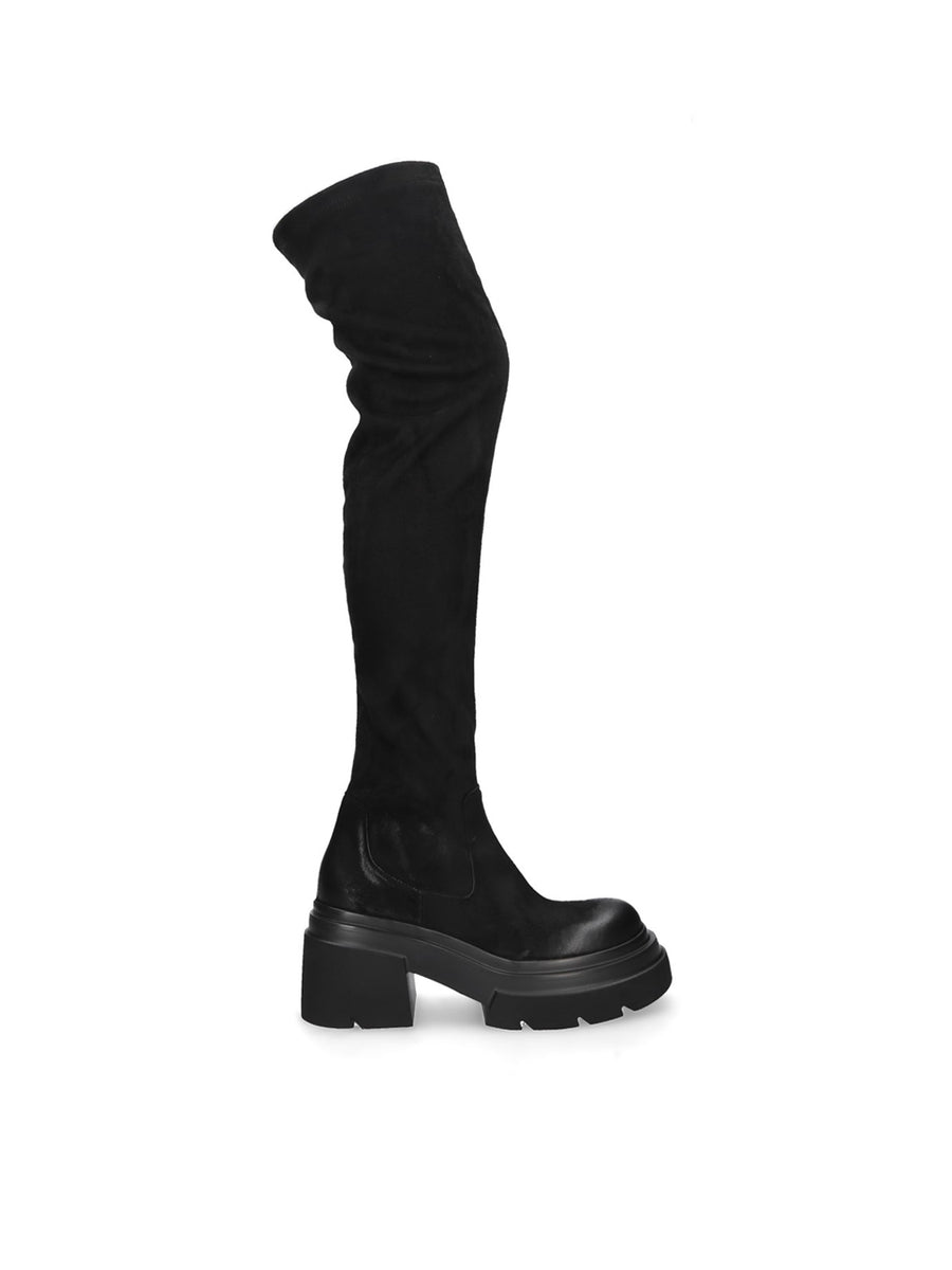 ミドルブーツ ELENA IACHI Women Boots 413869 E2000 Black Eco-Suede Stretch Black Boots, 70mm heel - Elena Iachi Shop