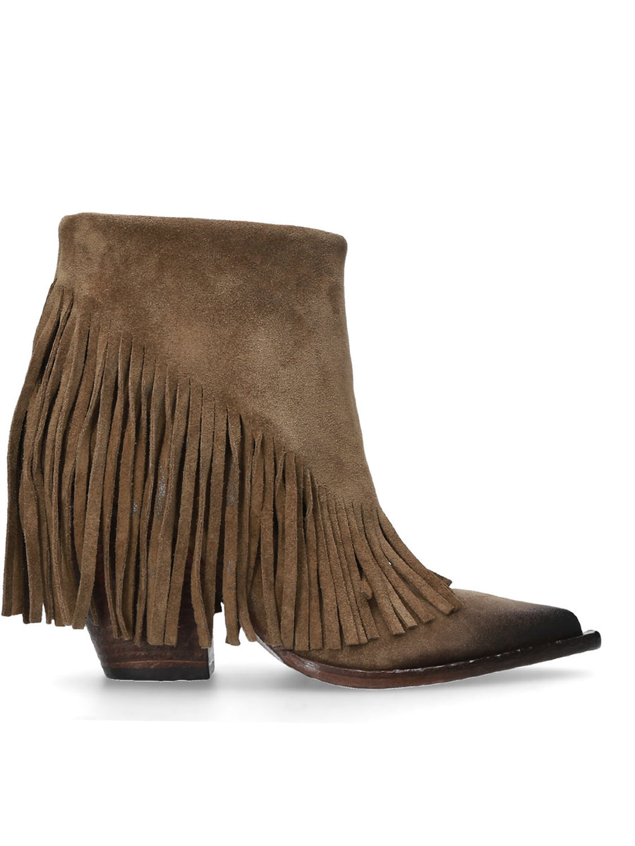 90mm brown fringed suede ankle boots E3995 – Elena Iachi Shoes
