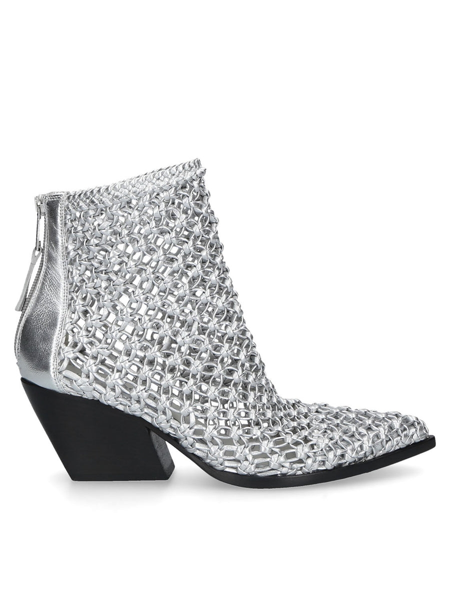 Woven Silver Ankle Boot with 70mm heel E4037 - Elena Iachi Shop