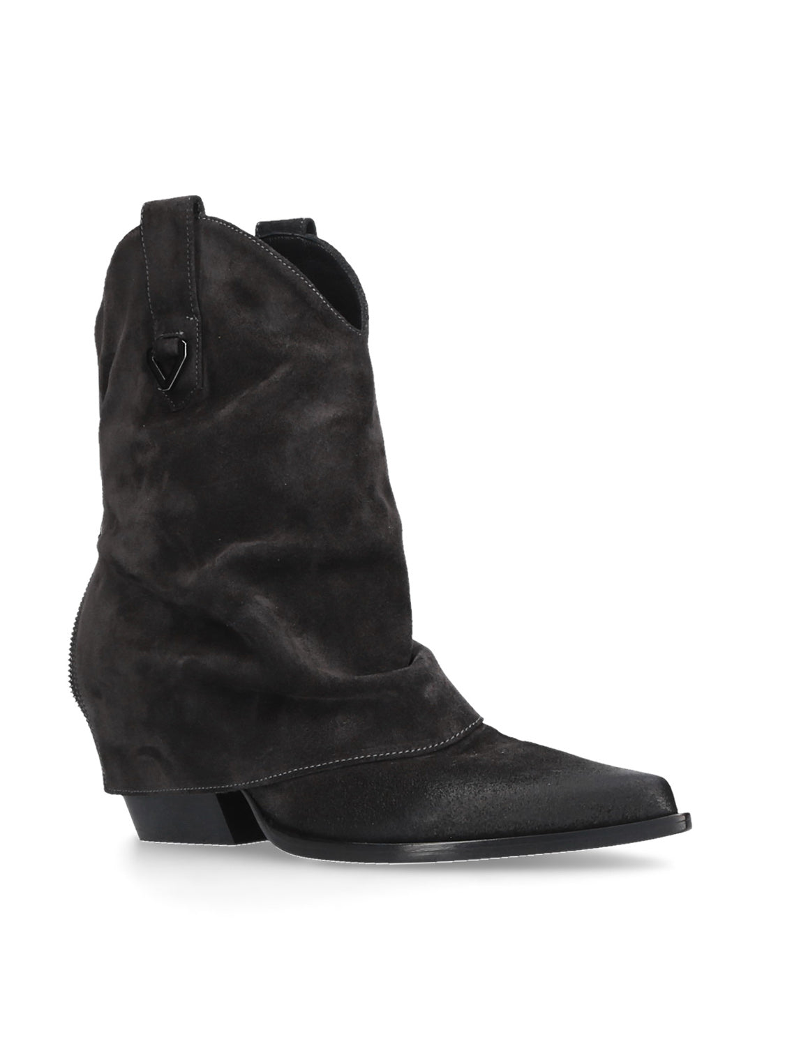 Reversed Texan ankle boot in carbon gray suede 70mm E3891 - Elena
