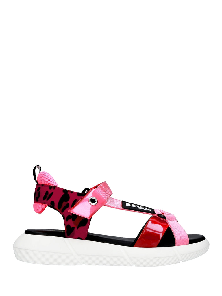 Sandalo in pelle e tessuto LEOPARD FUCSIA