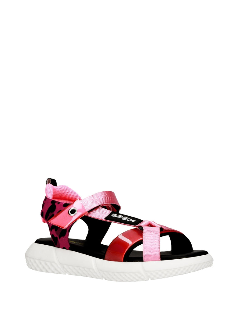 Sandalo in pelle e tessuto LEOPARD FUCSIA