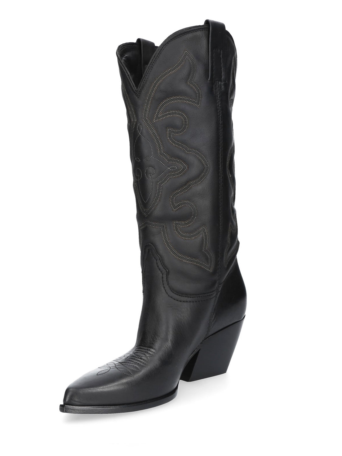 Cowboy Boots Strategia Elena Iachi Black Leather Texan Boots 70mm