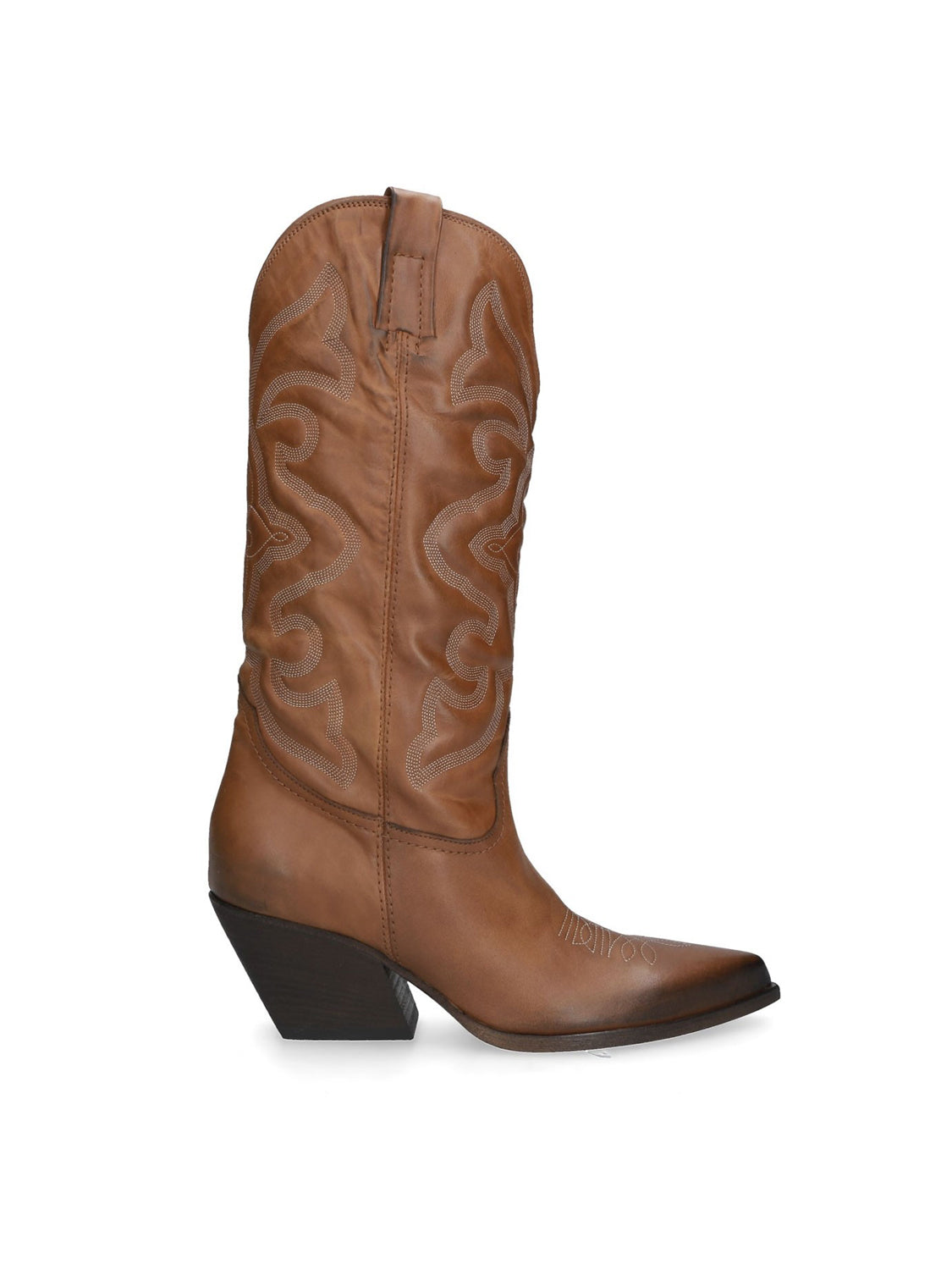 Brown Leather Texan Boots 70mm heel E2000 Elena Iachi Shop