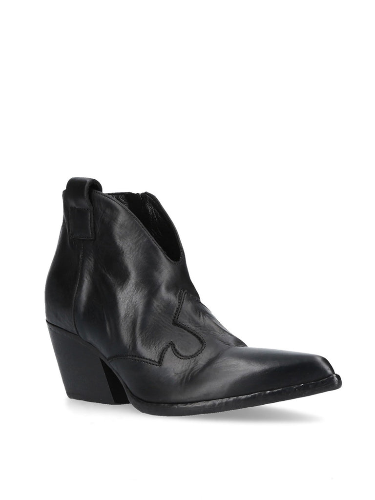 Tronchetto Texano Pelle Nero MM70
