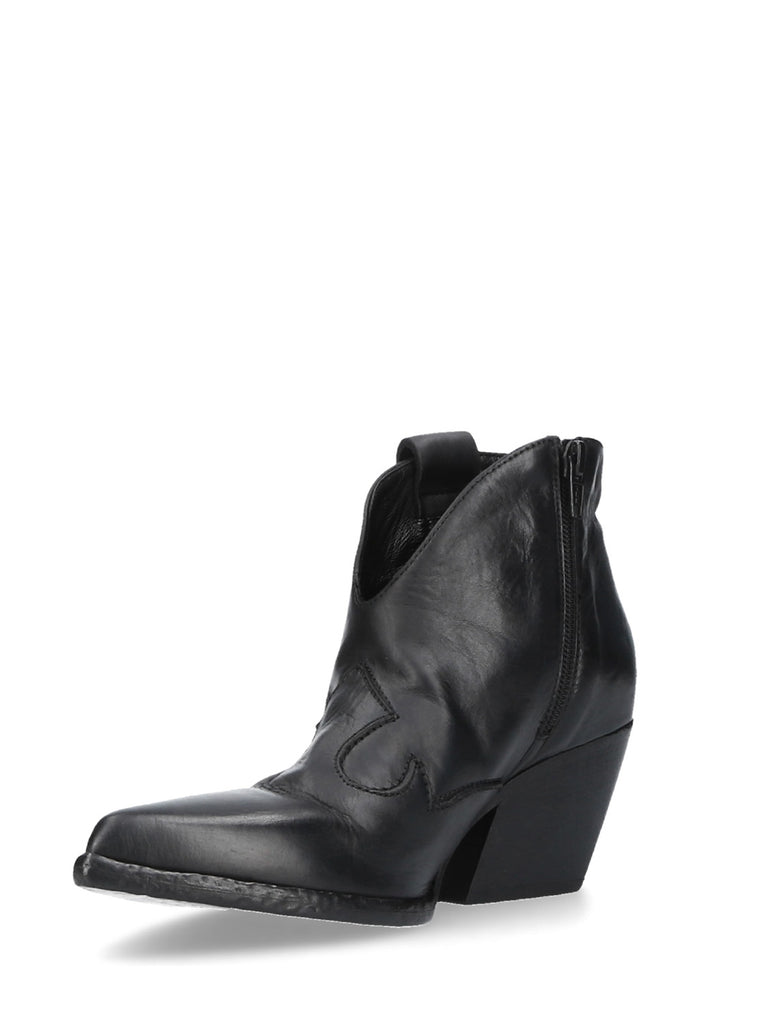 Tronchetto Texano Pelle Nero MM70