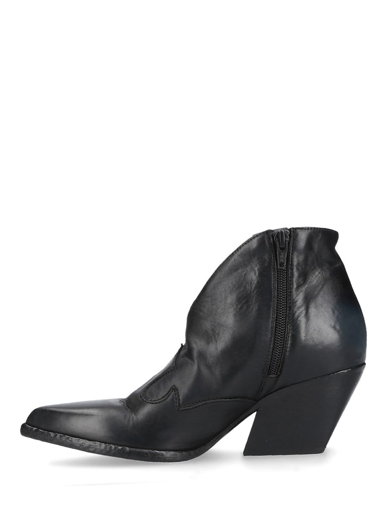 Tronchetto Texano Pelle Nero MM70
