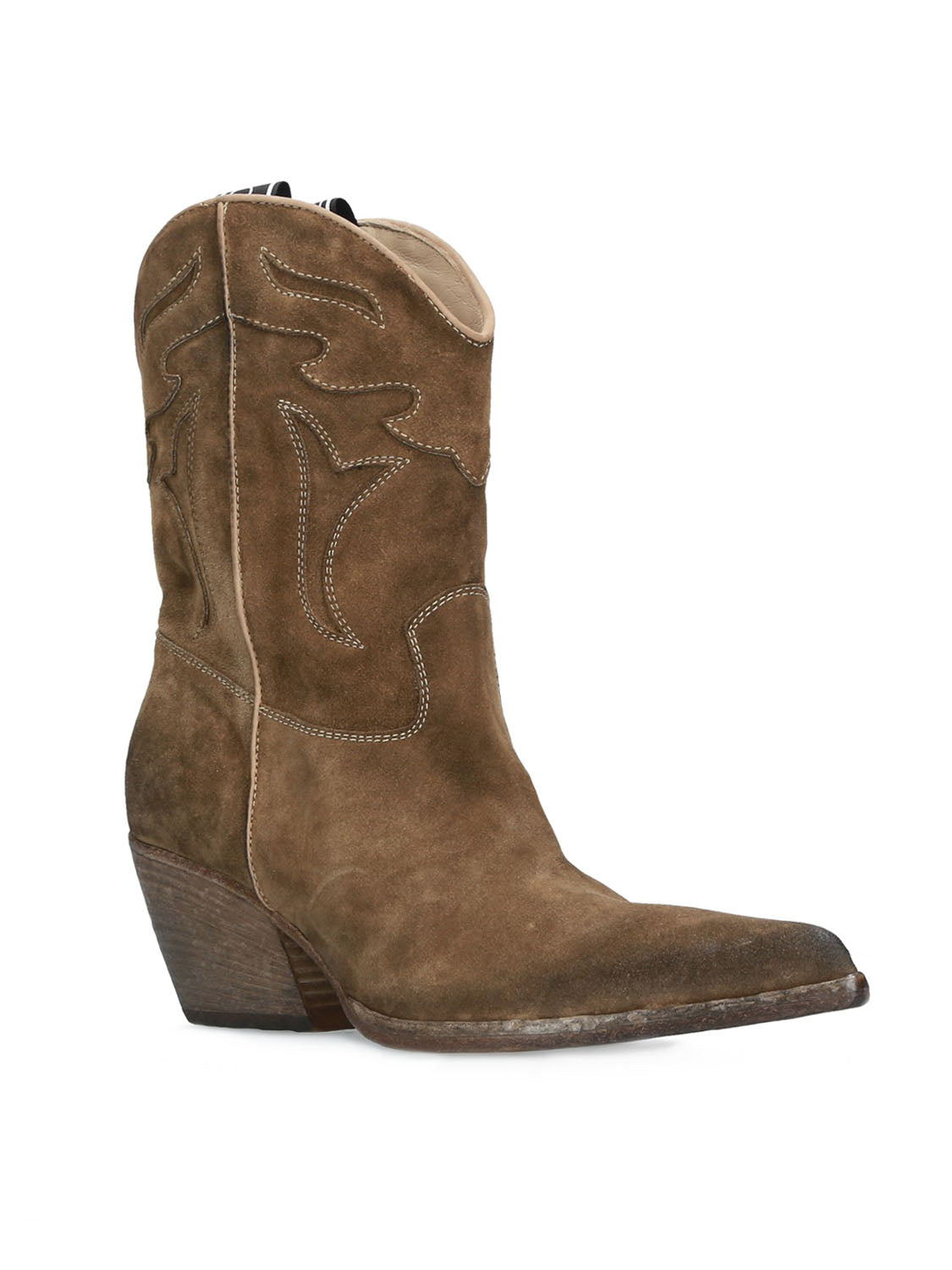 Stivali Estivi Donna Traforati In Pelle Sfumata Fango Tacco Largo Como – Calzature - Foto 9