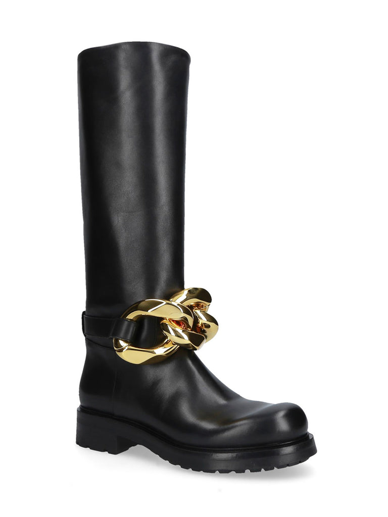 STIVALE IN PELLE NERO CATENA D'ORO