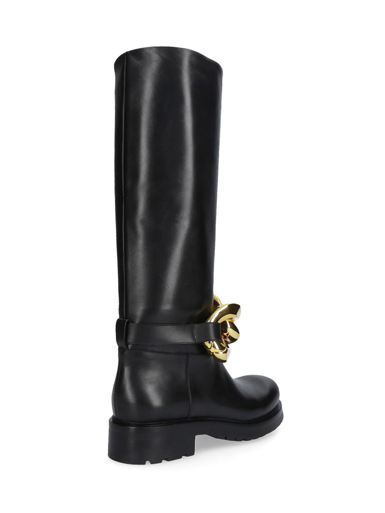 STIVALE IN PELLE NERO CATENA D'ORO