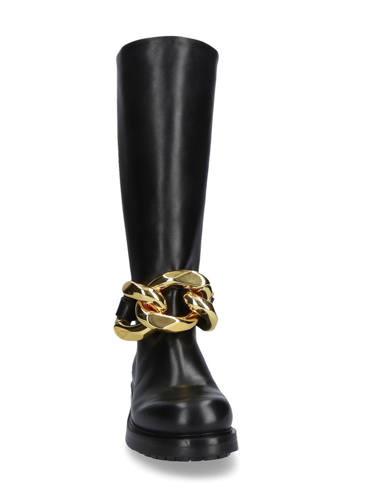 STIVALE IN PELLE NERO CATENA D'ORO