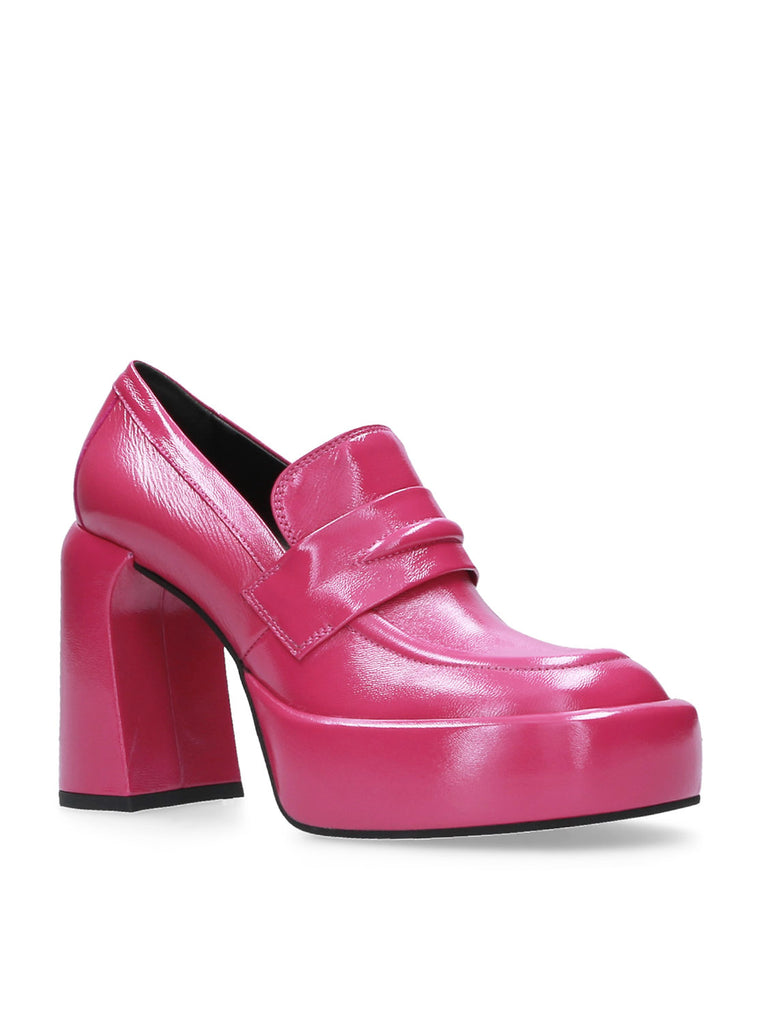Mocassino con tacco alto fuxia